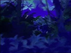 1girl animated animated_gif blue_eyes brown_hair closed_eyes jungle long_hair mushrambo nature night nude shindou_yakumo skinny_dipping swimming third-party_edit washing_face