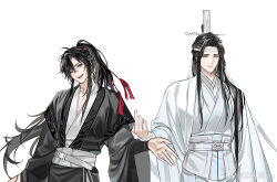 Rule 34 | 2boys, ahoge, bishounen, black hair, black hanfu, chinese clothes, closed mouth, collarbone, gearous, grey eyes, hair ornament, hair ribbon, hanfu, headband, high ponytail, highres, lan wangji, long hair, long sleeves, looking at viewer, male focus, modao zushi, multiple boys, official art, open hand, open mouth, outstretched hand, pectoral cleavage, pectorals, ponytail, red ribbon, ribbon, robe, sash, sidelocks, simple background, smile, standing, tassel, tassel hair ornament, third-party source, topknot, upper body, very long hair, watermark, wei wuxian, weibo watermark, white background, white hanfu, white headband, wide sleeves, xiao guan (headdress), yaoi, yellow eyes