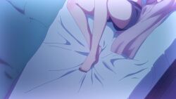 Rule 34 | 1girl, animated, anime screenshot, blue shorts, breasts, camisole, cleavage, closed eyes, collarbone, feet, highres, kakkou no iinazuke, large breasts, navel, purple hair, segawa hiro, short hair, shorts, sleeping, sleeveless, sound, stomach, tagme, thighs, video, white camisole