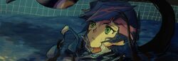 Rule 34 | 1boy, black jacket, blue hair, blue necktie, colored bangs, crack of light, dress shirt, facing to the side, fujiki yusaku, green eyes, in water, indoors, jacket, leaning back, light rays, looking at another, looking to the side, looking up, loose necktie, male focus, monster, necktie, novale110, one-eyed, pool, popped collar, shirt, spiked hair, swimming, tentacles, tentacles on male, tile wall, tiles, wet, wet clothes, wet hair, white shirt, yellow eyes, yu-gi-oh!, yu-gi-oh! vrains