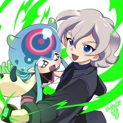 Rule 34 | bandaged arm, bandages, blue eyes, digimon, digimon (creature), digimon ghost game, higashimitarai kiyoshiro, highres, jellyfish girl, jellymon, monster girl, sanekokoa, short hair, tentacle hair, tentacles, white hair