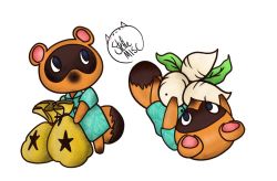 2boys animal_crossing chibi multiple_boys nintendo stefiemisc tagme tanuki timmy_(animal_crossing) tommy_(animal_crossing) turnip