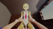 1boy 1girl 3d aigis_(persona) android animated artificial_vagina assertive_female bayosamus bedroom blonde_hair blue_eyes bodysuit expressionless gloves hetero highres holding_another&#039;s_wrist moaning necktie persona persona_3 pov robophilia robot robot_ears robot_girl sex sex_toy short_hair sound straddling uncensored video white_bodysuit white_gloves