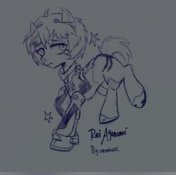 Rule 34 | 1girl, ayanami rei, bodysuit, closed mouth, inzomni4k, mecha pilot suit, my little pony, neon genesis evangelion, pilot suit, plugsuit (evangelion), pony