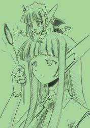 00s 2girls chachazero expressionless karakuri_chachamaru long_hair mahou_sensei_negima! monochrome multiple_girls necktie robot school_uniform sketch smile wings