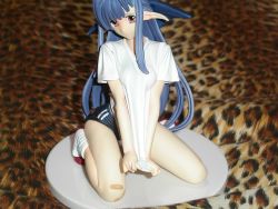 00s 1girl bandaid bandaid_on_knee bandaid_on_leg buruma double_vertical_stripe female_focus figure gym_uniform nerina nerine photo_(medium) pointy_ears shirt_tug shuffle! solo