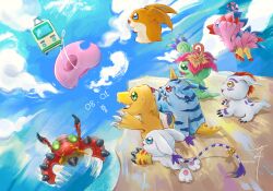 agumon bird bug cat digimon digimon_(creature) gabumon gomamon hat palmon patamon petals piyomon shinori_(pixiv_user_110739486) tailmon tentomon wings