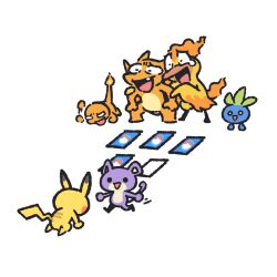:d all_fours charizard charmander creatures_(company) game_freak gameplay_mechanics gen_1_pokemon hands_on_own_knees happy_tears hitting_ground laughing legendary_pokemon moltres nintendo oddish open_mouth pikachu plainwhite pokemon pokemon_(creature) pokemon_card pokemon_tcg pokemon_tcg_pocket prostration smile tearing_up tears white_background