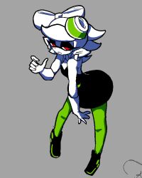 Rule 34 | 1girl, bare back, bare shoulders, black dress, black jumpsuit, bow-shaped hair, dress, earrings, food, food on head, gloves, grey background, half-closed eyes, highres, inkling, jewelry, jumpsuit, long eyelashes, looking at viewer, marie (splatoon), megalo224, narrow waist, nintendo, object on head, open mouth, pale skin, pointy ears, red eyes, short hair, short jumpsuit, sideways glance, solo, splatoon (series), strapless, strapless dress, sushi, tentacle hair, white gloves, white hair