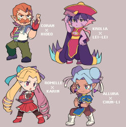 Rule 34 | 1boy, 3girls, black legwear, blonde hair, blue eyes, bow, breasts, capcom, character name, china dress, chinese clothes, chun-li, chun-li (cosplay), cleavage, colored skin, coran (voltron), cosplay, dark skin, darkstalkers, double bun, dress, drill hair, facial hair, facial mark, fingerless gloves, gloves, hair bow, hair bun, hair ribbon, hat, hsien-ko (cosplay), justice gakuen, kanzuki karin, kanzuki karin (cosplay), krolia, hsien-ko, miyata (lhr), multiple girls, mustache, necktie, orange hair, pantyhose, pink eyes, pointy ears, princess allura, purple eyes, purple hair, purple skin, red gloves, ribbon, romelle, shimazu hideo, shimazu hideo (cosplay), street fighter, suspenders, twin drills, voltron: legendary defender, voltron (series), white hair