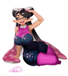 1girl callie_(splatoon) little_blood simple_background splatoon_(series) splatoon_1 tentacle_hair white_background