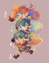 Rule 34 | 3boys, artist name, cape, carrying, fire emblem, fire emblem: mystery of the emblem, fire emblem: path of radiance, fire emblem: the binding blade, headband, highres, human tower, ike (fire emblem), male focus, marth (fire emblem), multiple boys, nintendo, rainy mint, roy (fire emblem), short hair, shoulder carry, simple background, stacking, tiara