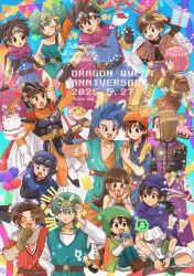 Rule 34 | &gt; &lt;, 2025, 4girls, 6+boys, :d, ancestor and descendant, angel, angel wings, anniversary, aqua hair, aqua leotard, aqua tunic, arm behind head, armor, asymmetrical clothes, aviator cap, bandana, belt, black bodysuit, black hair, blue armor, blue eyes, blue hair, blue hat, blue tunic, blunt bangs, bodysuit, breast envy, brown gloves, brown hair, cape, capelet, chainmail, chiya (nhy-131812), circlet, commentary request, copyright name, crossed arms, curly hair, dated, dragon quest, dragon quest i, dragon quest ii, dragon quest iii, dragon quest iv, dragon quest ix, dragon quest v, dragon quest vi, dragon quest vii, dragon quest viii, dragon quest x, dragon quest xi, earrings, everyone, fake horns, fins, gloves, goggles, goggles on headwear, gold buckle, gold choker, gold thighlet, green hair, green tunic, halo, hat, hat flaps, head fins, headpiece, heart, helmet, hero (dq1), hero (dq10), hero (dq11), hero (dq3), hero (dq4), hero (dq5), hero (dq6), hero (dq7), hero (dq8), hero (dq9), heroine (dq10), heroine (dq3), heroine (dq4), heroine (dq9), highres, holding another&#039;s wrist, hoop earrings, horned helmet, horns, in-franchise crossover, indian style, jewelry, leotard, long hair, medium hair, multiple boys, multiple girls, muscular, muscular male, one-shoulder tunic, one eye closed, open mouth, orange bandana, orange bodysuit, parted hair, pink hair, pixels, prince of lorasia, purple cape, purple tunic, purple turban, red tunic, rolling sleeves up, roto (dq3), short hair, silver armlet, silver circlet, silver earrings, single bang, single earring, sitting, slime (dragon quest), smile, spiked hair, stud earrings, sweatdrop, tunic, turban, twitter username, white gloves, white tunic, wings