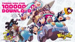 4girls 5boys ahoge aqua_eyes aqua_hair asymmetrical_hair backwards_hat baggy_pants baseball_cap belted_shorts berecca black_gloves black_hair black_hoodie black_sleeves black_sweater blonde_hair blue-framed_eyewear blue_boots blue_coat blue_hairband blue_pants blue_shoes blue_shorts blue_sleeves blunt_bangs boots brown_boots burton_(ninjala) car catching character_background checkered_print clenched_teeth closed_mouth coat collared_coat collared_jacket commentary copyright_name copyright_notice creature denim denim_shorts dreadlocks driving elbow_gloves emma_(ninjala) english_commentary english_text everyone eyepatch fingerless_gloves frown glasses gloves gradient_hair green_hair green_helmet green_pants grey_sleeve_cuffs gumchi hair_tie hairband halftone halftone_background hat headphones helmet high_collar holding holding_map hood hoodie impossible_hair jacket jane_(ninjala) jeans jpeg_artifacts kappei_(ninjala) kinky_hair knee_boots lapels license_plate logo long_hair long_shirt long_sleeves looking_at_object lucy_(ninjala) map motor_vehicle multicolored_hair multiple_boys multiple_girls ninjala o-ring official_art open_clothes open_coat open_mouth padded_vest pants pink_hair pink_shirt pocket polka_dot polka_dot_background pompadour popped_collar puffy_long_sleeves puffy_sleeves purple_hair red_shoes red_vest rianti-wong ribbed_sweater ron_(ninjala) scooter second-party_source semi-rimless_eyewear shirt shoes short_hair shorts shouting shuriken sidecut single_bare_arm single_fishnet_armwear single_sleeve sitting sleeveless sleeveless_jacket sleeveless_shirt small_pupils smile sneakers spiked_hair_ornament star_(symbol) star_print steering_wheel streaked_hair suitcase sunglasses surfboard sweater tears teeth thank_you torn_clothes torn_shorts turtleneck turtleneck_sweater twintails two-sided_coat two-sided_fabric two-tone_hair undercut unzipped upper_teeth_only van_(ninjala) very_long_hair vespa vest watermark weapon web_address wheel white-framed_eyewear white_hair white_hat white_shirt white_sleeves wrestling_boots yellow_eyes yellow_jacket yellow_sleeves zipper