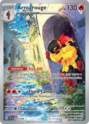 Rule 34 | arch, armarouge, armor, artist name, blue sky, building, card (medium), character name, charcadet, cloud, cloudy sky, company name, copyright name, copyright notice, day, door, doorway, english text, fire, flaming eye, leaf, nagimiso, nintendo, official art, plant, pokemon, pokemon (creature), pokemon card, pokemon focus, pokemon tcg, potted plant, puddle, red eyes, reflection, reflective water, ripples, sky, solo, standing, third-party source, trading card, water, water drop