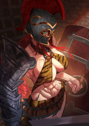 1girl abs breasts highres muscular muscular_female original red_hair scar siorudo_origin tagme warrior
