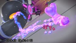 1girl 3d agent_mirai android artificial_vagina blender_(medium) bodysuit brown_hair dildo from_behind highres impossible_bodysuit impossible_clothes mirai_(agent_mirai) objectification personality_excrement ponytail pussy_juice restrained sex_machine sex_toy solo stationary_restraints sweat umaaji_lady_mk2