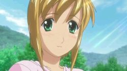 00s 1boy animated animated_gif blonde_hair boku_no_pico green_eyes lowres pico_(boku_no_pico) pink_shirt shirt trap