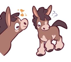 ? ?? amie_sanchez brown_fur gen_7_pokemon highres mudbray musical_note nintendo no_humans pokemon pokemon_(creature) simple_background two-tone_fur white_background
