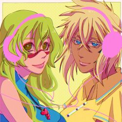 Rule 34 | 2girls, bleach, blonde hair, blue eyes, breasts, green eyes, green hair, highres, large breasts, long hair, multiple girls, nelliel tu odelschwanck, smile, strikek-lvvjm27, tier harribel