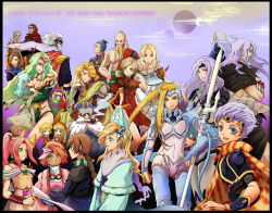 1990s_(style) 6+boys 6+girls brina cain_highwind calca cecil_harvey ceodore_harvey cid_pollendina edward_geraldine everyone final_fantasy final_fantasy_iv final_fantasy_iv:_the_after_years frodera fusoya gekkou edward_chris_von_muir golbez green_hair harley_(ff4) highres izayoi leonora luca_(ff4) maenad multiple_boys multiple_girls palom porom rosa_farrell rydia_(ff4) tsukinowa_(ff4) ursula_leiden yang_fang_leiden zangetsu_(ff4)