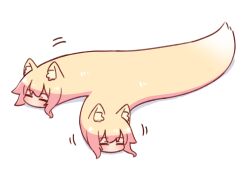 Rule 34 | 1girl, animal ear fluff, animal ears, blush, closed eyes, fox ears, fox tail, full body, kemomimi-chan (naga u), motion lines, naga u, no mouth, original, shadow, simple background, solo, tail, white background