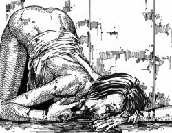 Rule 34 | 1girl, artist request, ass, bent over, blood, breasts, monochrome, monster girl, zombie
