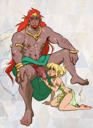 Rule 34 | 2boys, bara, black sclera, blonde hair, blue eyes, blush, bracelet, bulge, censored, colored sclera, crop top, crossdressing, earrings, erection, erection under clothes, ganondorf, girly boy, gold bracelet, gold earrings, gold headwear, gold necklace, gold ring, golden armlet, green robe, green shirt, highres, in air, jewelry, kneeling, link, long hair, looking at another, looking down, looking up, male focus, male pubic hair, midair, mosaic censoring, multiple boys, nail polish, navel, necklace, nintendo, nipple piercing, nipples, o-ring, pelvic curtain, penis, penis size difference, piercing, pubic hair, red hair, ripushko, robe, see-through clothes, see-through pelvic curtain, see-through shirt, shirt, shirtless male, short hair, smile, smug, smug, the legend of zelda, the legend of zelda: breath of the wild, tongue, tongue out, topless female, topless male, trap, yaoi, yellow eyes, yellow nail polish, yellow nails