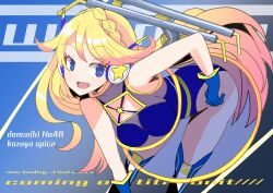Rule 34 | 1girl, blonde hair, blue leotard, breasts, cleavage, kozuya spica, leotard, station memories, transparent skirt