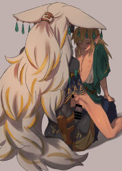 2boys anal archaic_set_(zelda) clothed_sex earrings furry furry_male furry_with_non-furry grey_hair interspecies jewelry kokekokeimo link long_hair male_focus male_penetrated multiple_boys multiple_earrings nintendo penis pointy_ears rauru_(tears_of_the_kingdom) sex straddling the_legend_of_zelda the_legend_of_zelda:_tears_of_the_kingdom upright_straddle very_long_ears very_long_hair yaoi zonai