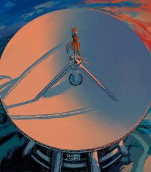 Rule 34 | apios, deoxys, deoxys (normal), english text, from above, gen 3 pokemon, highres, mythical pokemon, nintendo, no humans, outdoors, pokemon, pokemon (creature), radio telescope, shadow, solo, standing, wide shot