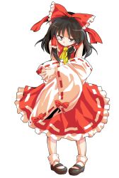 1girl alphes_(style) ascot black_eyes black_hair black_shoes bow closed_mouth commentary_request crying crying_with_eyes_open dairi detached_sleeves dress full_body hair_bow hair_tubes hakurei_reimu large_variant_set long_sleeves looking_at_viewer parody pigeon-toed red_bow red_dress shoes solo style_parody tachi-e tears touhou transparent_background variant_set wide_sleeves