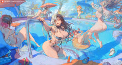 Rule 34 | 6+girls, alternate costume, anis (nikke), anis (sparkling summer) (nikke), arched back, ass, bare legs, barefoot, beach chair, beach umbrella, bikini, black bikini, black hair, blue sky, bottomless, breasts, character request, completely nude, crossed legs, curvy, cutesexyrobutts, feet, food, fruit, goddess of victory: nikke, green hair, guilty (nikke), guilty (wave of disbelief) (nikke), highleg, highleg bikini, highres, huge ass, huge breasts, jacket, jumping, large breasts, legs, light brown hair, long hair, mast (a pirate&#039;s heart) (nikke), mast (nikke), multicolored hair, multiple girls, nude, official alternate costume, patreon username, pink hair, pool, poolside, red bikini, red eyes, red hood (nikke), rosanna (chic ocean) (nikke), rosanna (nikke), sakura (bloom in summer) (nikke), sakura (nikke), sandals, short hair, sky, snowing, soles, swimsuit, thick thighs, thighs, topless female, tree, two-tone hair, umbrella, unworn sandals, viper (nikke), viper (shine of love) (nikke), water, watermelon, watermelon slice, wet, white bikini, white hair, wide hips, yellow innertube, yellow jacket