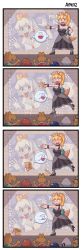 4koma absurdres armlet ayyk92 black_collar black_nails blooper_(mario) blue_gemstone boo_(mario) bowsette bracelet buzzy_beetle collar comic crown dress earrings english_text failure gem goomba highres horns jewelry koopa koopa_troopa lakitu mario_(series) nail_polish new_super_mario_bros._u_deluxe nintendo pantyhose princess_king_boo sharp_teeth spiked_armlet spiked_bracelet spiked_collar spiked_shell spiked_tail spikes strapless strapless_dress super_crown tail teeth turtle_shell
