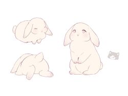 1girl x_mouth animal animal_ears blanche_neige_(svet_yomi) clumsy highres looking_at_viewer original pink_fur rabbit rabbit_ears rabbit_tail svet_yomi tagme tail