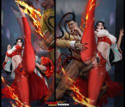 1girl breasts fatal_fury fire highres jamie_siu large_breasts long_hair mingxing5577 shiranui_mai street_fighter street_fighter_6 vaginal