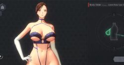 1girl 3d animated bare_shoulders bouncing_breasts breast_expansion breasts elbow_gloves female_focus gloves hand_on_own_hip horizon_walker huge_breasts large_breasts lingerie long_hair navel ponytail solo sound tagme underwear video