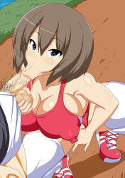 1boy 1girl :&gt;= breasts cum cum_in_mouth ejaculation fellatio highres inu-g kantai_collection long_mouth maya_(kancolle) oral penis