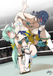 Rule 34 | 2girls, catfight, commission, fate/grand order, fate (series), hanabusa (xztr3448), highres, kiyohime (fate), kiyohime (fate/grand order), kiyohime (swimsuit lancer) (fate), multiple girls, pixiv commission, tagme, utsumi erice, utsumi erice (lancer), wrestling, wrestling ring