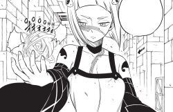 1girl bare_shoulders breasts detached_sleeves dress eden&#039;s_zero hair_ornament kleene_(eden&#039;s_zero) markings mashima_hiro non-web_source official_art petite short_hair shoulder_tattoo small_breasts solo strapless strapless_dress tattoo
