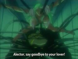 1990s_(style) 1993 1girl 2boys alecto_(urotsukidouji) animated bald blue_eyes buju_(urotsukidouji) caesar_(urotsukidouji) censored cyborg dark-skinned_female dark_skin double_chin earrings epaulettes fat fat_man father_and_daughter fellatio green_hair half-demon horns jewelry lifting_person long_hair lowres military_uniform multiple_boys nightgown oral rape retro_artstyle scar sex sex_from_behind sidelocks sound tagme tentacles urotsukidouji video warrior wheelchair