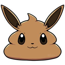 :3 artist_name boke-chan brown_eyes brown_theme closed_mouth creatures_(company) eevee game_freak gen_1_pokemon looking_at_viewer nintendo no_humans pokemon pokemon_(creature) poop simple_background solo straight-on transparent_background twitter_username watermark