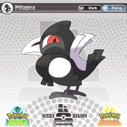 artist_name artworks218 beak bird copyright_logo english_text fakemon looking_at_viewer nintendo no_humans original pokemon pokemon_(creature) red_eyes solo