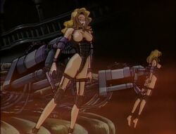 2girls anime_screenshot blurry bodysuit multiple_girls non-web_source restrained sex_machine suspended_in_midair tagme urotsukidouji