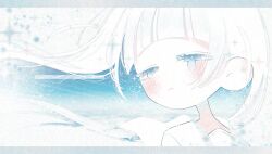 1girl blunt_bangs blush colored_inner_hair dot_nose ear_blush eyelashes floating_hair highres letterboxed long_hair looking_at_viewer multicolored_hair original parted_lips portrait solo sparkle tears thk_41 white_hair