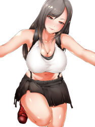1girl abo_manten ball_busting bdsm cbt feet final_fantasy final_fantasy_vii highres looking_at_viewer thick_thighs thigh_sex thighs tifa_lockhart