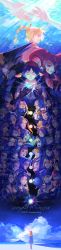 4others 6+boys 6+girls :d :o absurdres ahoge air_bubble anniversary armor beard blue_eyes blue_hair brown_eyes brown_hair bubble chrono_cross clenched_hand closed_eyes copyright_name day dog double_bun everyone facial_hair facial_mark fire fire glenn green_eyes hair_bun harle_(chrono_cross) hat highres huge_filesize incredibly_absurdres jewelry karsh kid_(chrono_cross) knight leena_(chrono_cross) long_image lynx machibari2 mask multiple_boys multiple_girls multiple_others mushroom mustache necklace old old_man open_mouth outdoors ponytail poshul red_eyes riddel serge_(chrono_cross) short_hair skeleton smile tall_image thick_eyebrows tiara white_hair