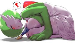 1boy 1girl alpha_pokemon arm_support bent_over blush bob_cut breast_press breasts colored_skin full_body galaxy_expedition_team_survey_corps_uniform gardevoir gen_3_pokemon green_hair green_skin hair_over_one_eye heart hetero highres interspecies large_breasts leg_warmers licking_lips looking_at_another looking_down motion_lines multicolored_skin nintendo pero_(pero7762) person_between_breasts pokemon pokemon_(creature) pokemon_legends:_arceus pokephilia red_eyes rei_(pokemon) sandals seiza short_hair simple_background sitting size_difference speech_bubble spoken_heart squishing steam sweat tall_female tongue tongue_out trembling two-tone_skin white_background white_skin