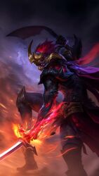 blue_eyes hanzo_(mobile_legends) highres magic red_hair tagme