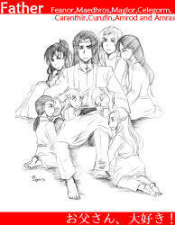 Rule 34 | !, 6+boys, amras, amrod, androgynous, artist name, barefoot, black hair, brothers, caranthir, celegorm, character name, collar, curufin, elf, english text, father and son, feanor, feet, frown, japanese text, long hair, looking at another, maedhros, maglor, male focus, monochrome, multiple boys, nagaimiso, parted bangs, pointy ears, ponytail, prince, robe, siblings, sitting, smile, soles, the silmarillion, tiara, tolkien&#039;s legendarium, twins, twitter username